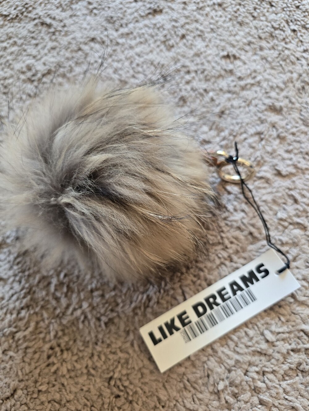 Like Dreams Limited Edition Faux Fur Pom Pom Bag Charm Keychain - NWT Camel